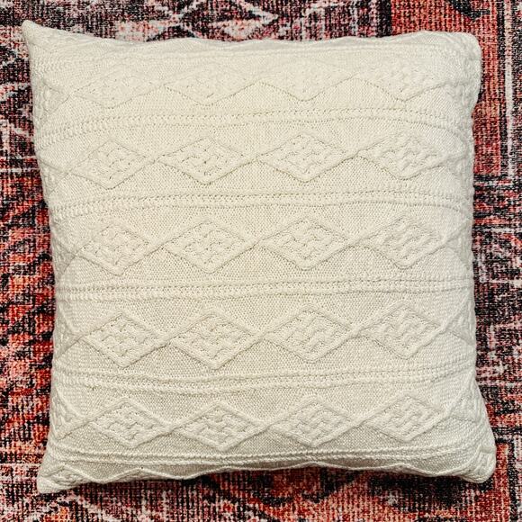 NEW RALPH LAUREN Large Woven Cream Bed Pillow / Couch Pillow – 20" x 20" - Picture 9 of 9